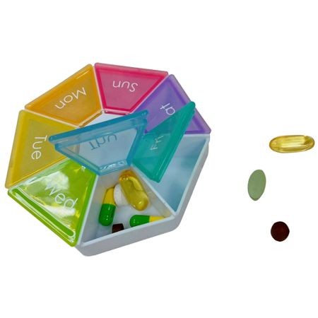 Heptagon Kunststoff-Pillendose Kapazität.