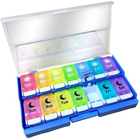 Two Set 7 Grid Pill Storage Planner with Outer Case