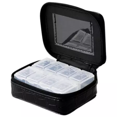 Organizador de pastillas semanal con 8 rejillas y bolsa de cuero