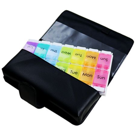 Capacità della custodia in pelle per pillole.