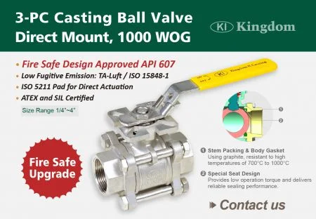 Exciting News: Introducing Our New Fire Safe Ball Valve! - Kingdom's New Fire Safe Ball Valve, 1000 WOG 3-PC body.