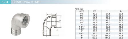 Detail1 of Pipe Fittings K04-Dimension