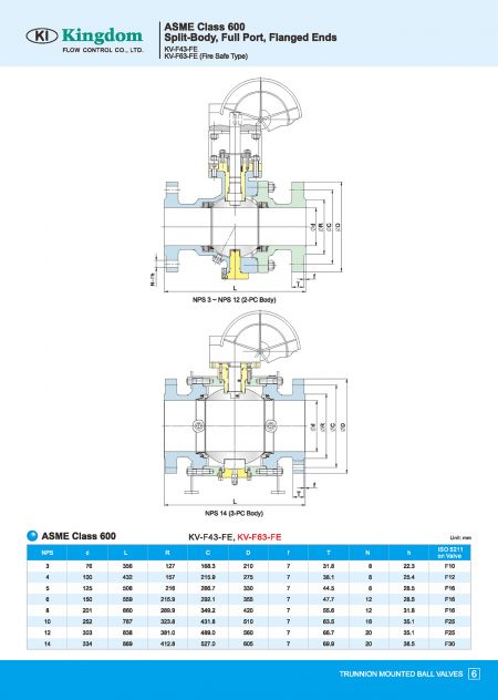 Technical Information of Trunnion Mounted Ball Valves ASME Class 600