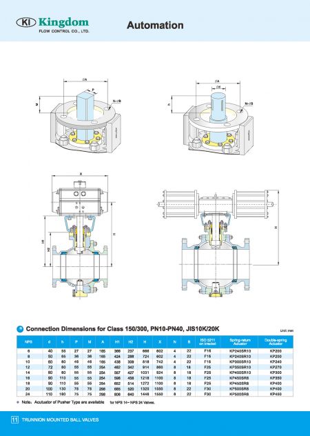 Technical Information1 of Trunnion Mounted Ball Valves ASME Class 900, ASME Class 1500