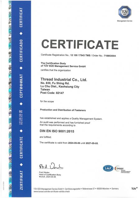 ISO 9001 Quality Management System Certificate