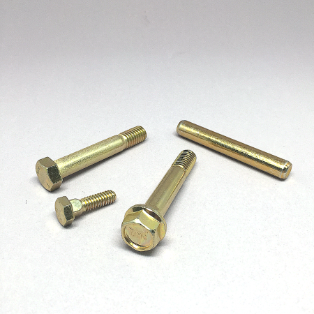Screw Kit (Irrigation Components) - A set of gold-colored industrial screw kits for irrigation components, manufactured to DIN and ISO standards.