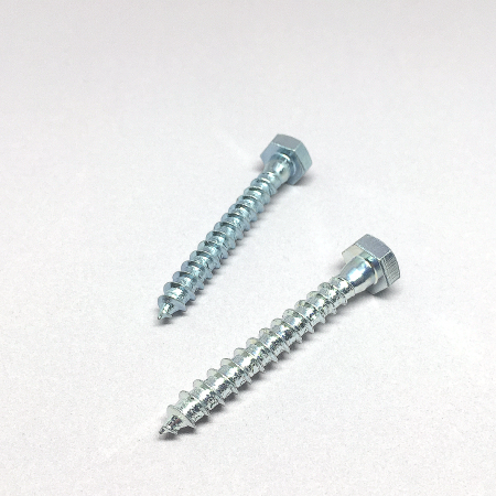 Lag Screw (DIN571) - Two high-quality DIN 571 hex head lag screws with coarse threading for wood applications.