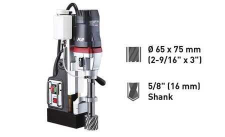 Ø 65 x 75 ㎜ vrtáky (2-9/16" x 3") dvourychlostní magnetická vrtačka - MD500/2, dvourychlostní magnetická vrtačka do Ø 65 x 75 mm pro prstencové vrtáky