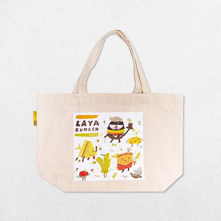 Bolsa de algodón personalizada con transferencia de calor y costura a mano para co-branding. - Bolsa de algodón personalizada con impresión por transferencia de calor y costura a mano para co-branding.