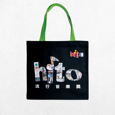 Bolsa de lona ecológica personalizada com transferência de calor e costura manual para festivais de música - Bolsa de lona ecológica personalizada com impressão de transferência de calor do Prêmio de Música Popular.