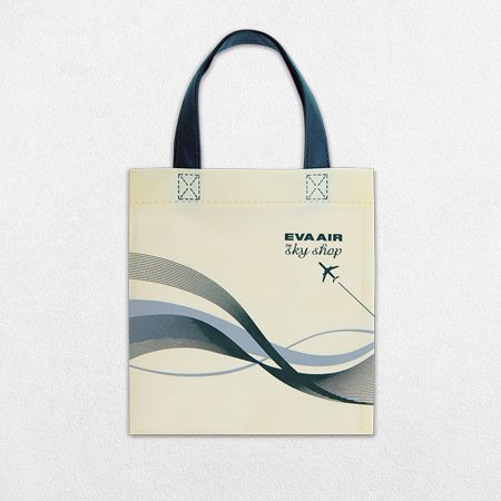 客製化網版印刷全自動熱壓機上不織布免稅品購物袋 - 客製化網印印刷全自動熱壓成型不織布購物袋。