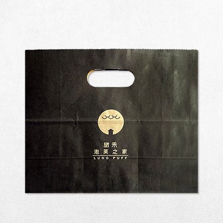 Bolsa de papel kraft con asa troquelada automática personalizada - Bolsa de papel kraft con asa troquelada de impresión flexográfica automática personalizada