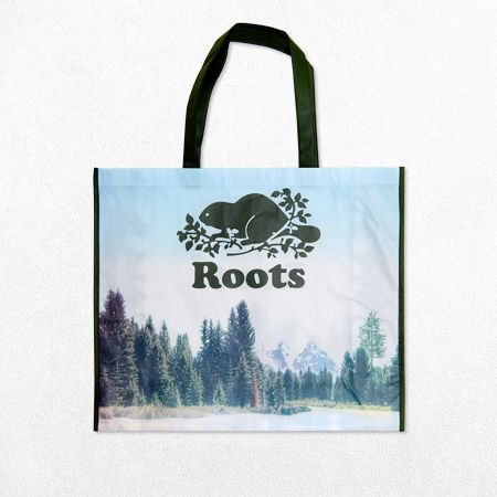 Bolsa de compras hecha a mano con impresión de laminación personalizada - Bolsa de comestibles hecha a mano con impresión de huecograbado y laminación personalizada.