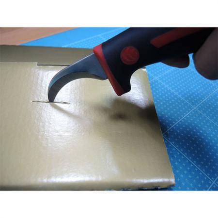 Hook blade sharp electrician knife for cutting corrugated paper.