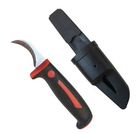 6,8-Zoll (170 mm) Hakenklingen-Elektriker-Messer mit Hülle - Messer zum Abisolieren von Kabeln und Drähten.