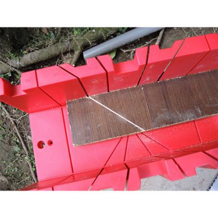 14inch (350mm) miter box cuts miters at 45 degree angle