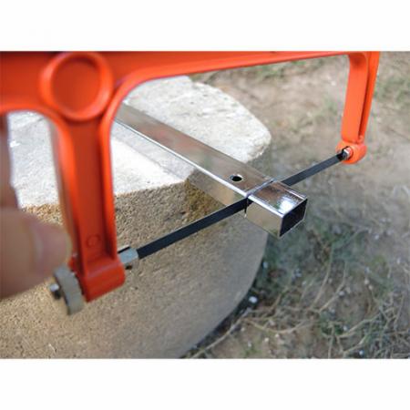 Rugged Junior Hacksaw for cutting metal pipes and tubes.