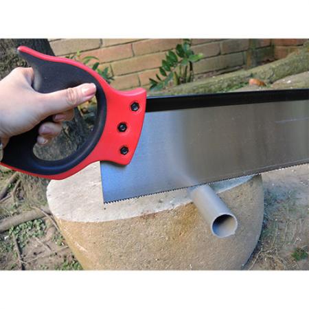 Tenon Saw blade held securely to the handle with screws for cutting pipes