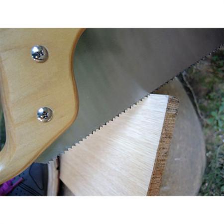 Hand saw with 7 teeth per inch for fast cuts.