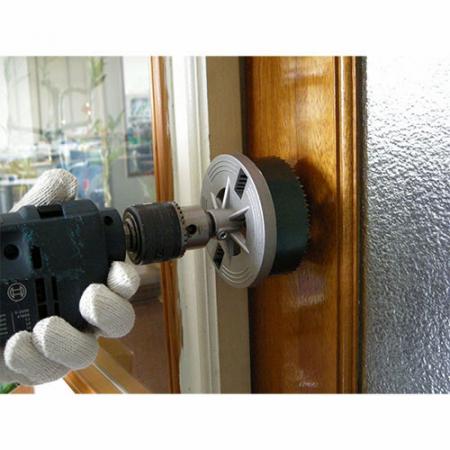 Hole Saw for drilling doorknob holes and lamp holes in the ceiling.