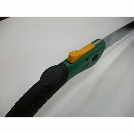 Soteck folding saw with locking button.