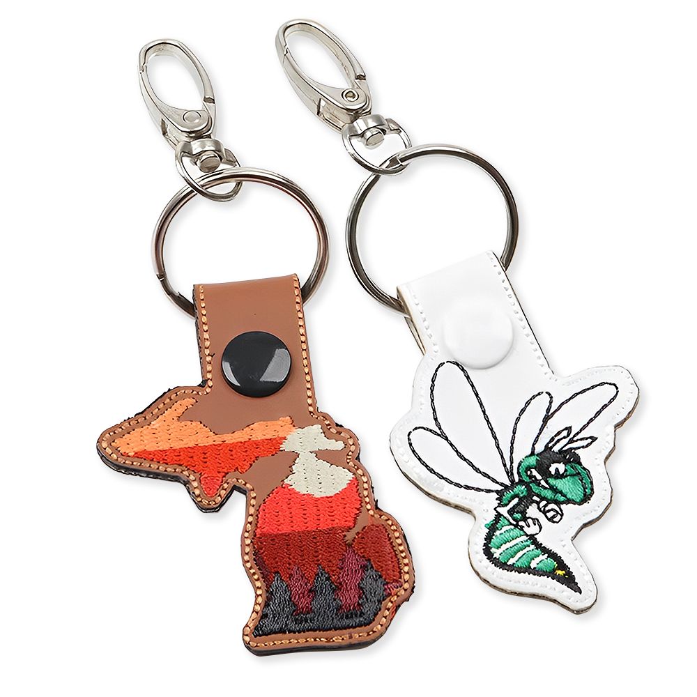 Custom Made Keychains Embroidered Custom Embroidery Leather Keychain | OEM Manufacturer of Custom ...