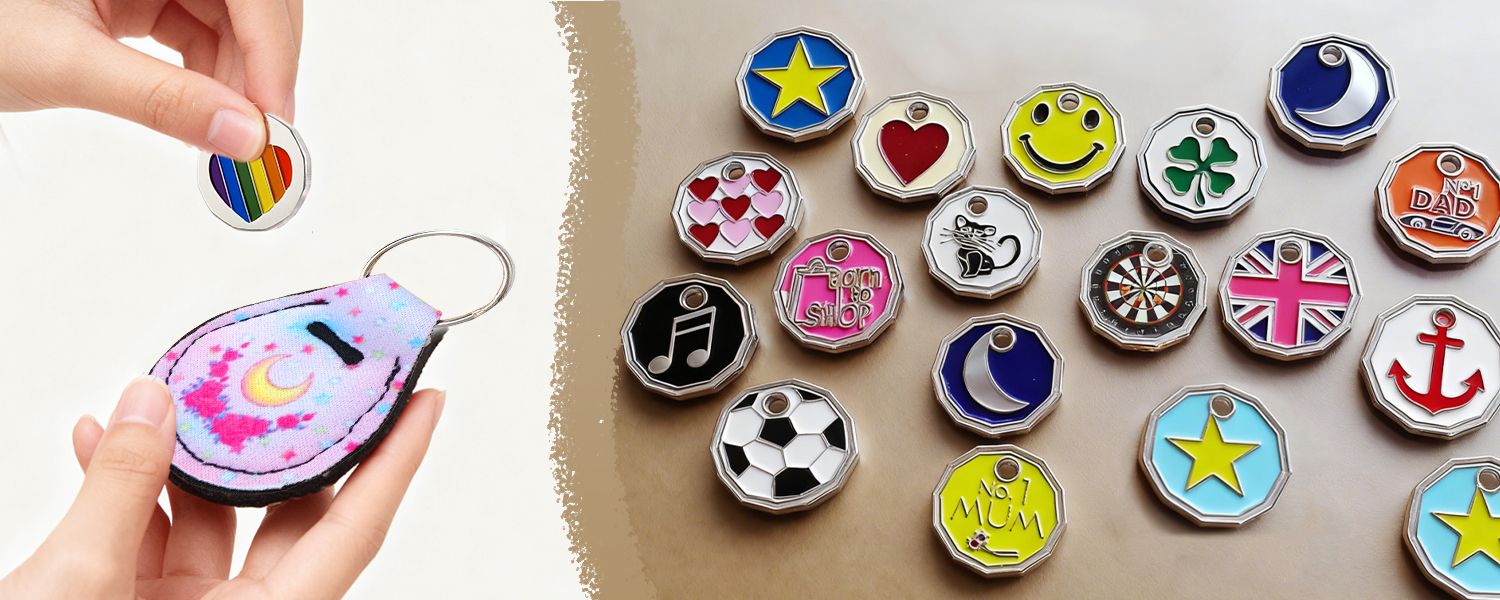 Praktische maßgeschneiderte Neopren-Trolley-Münzhalter-Schlüsselanhänger