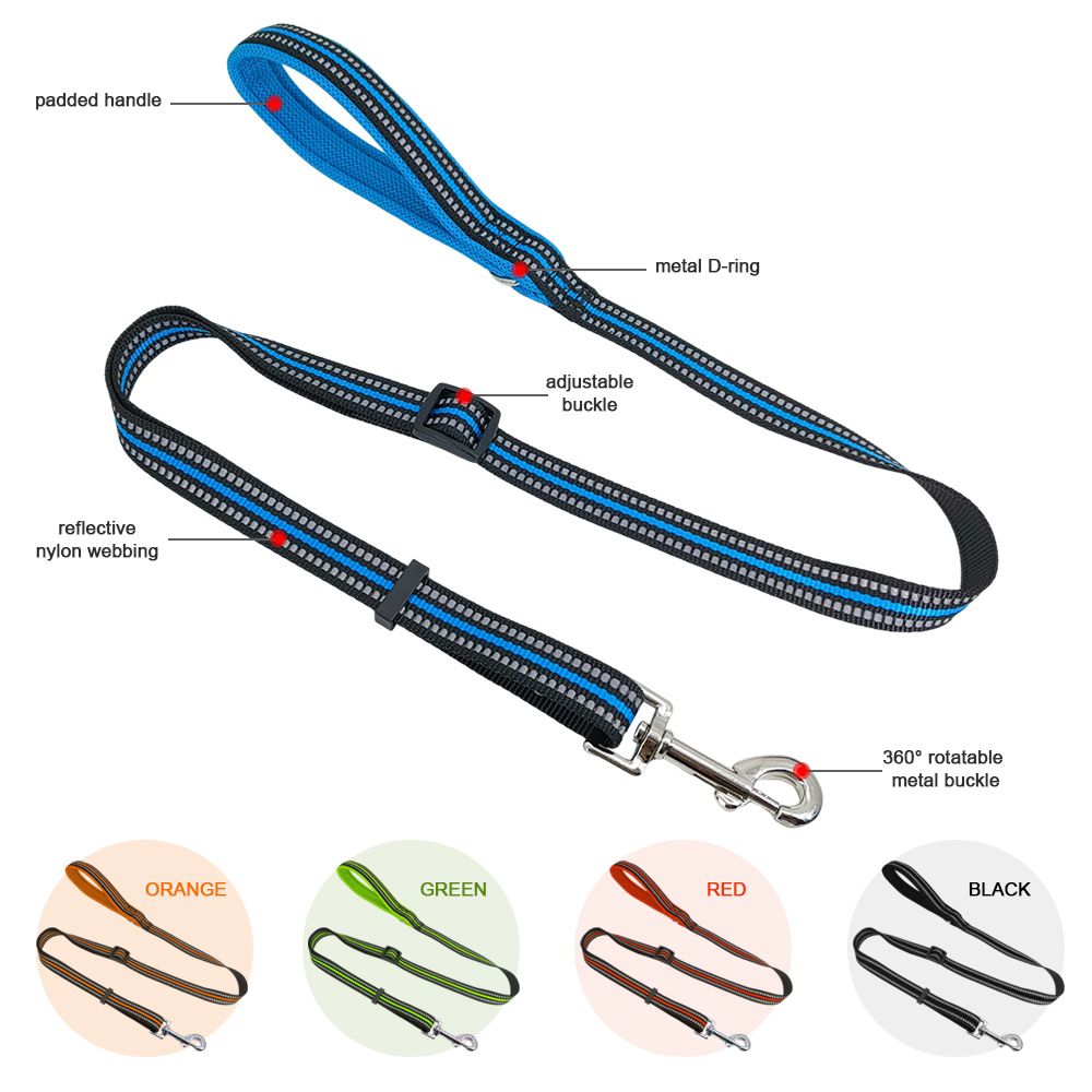 Wholesale Padded Handle Nylon Dog Leash Premium Custom Dog Leashes