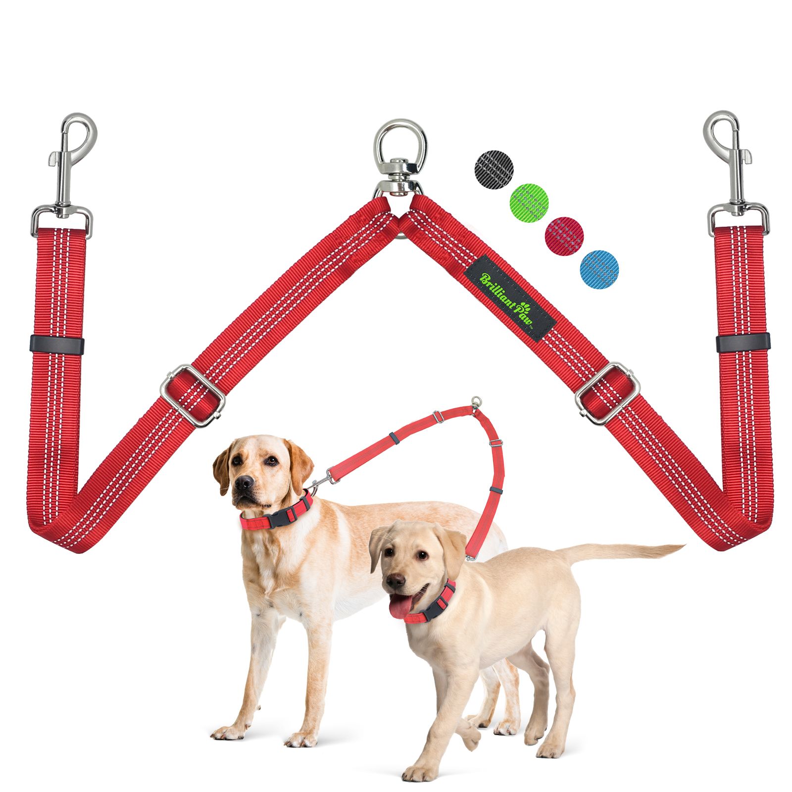 حبل تثبيت كلب مزدوج للكلاب الكبيرة الثقيلة