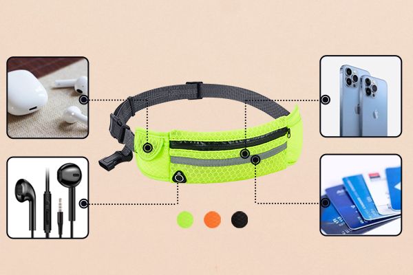 Laisse Mains Libres Pour Chien - Ceinture Réglable Avec Sac Banane - Pour Jogging, Randonnée