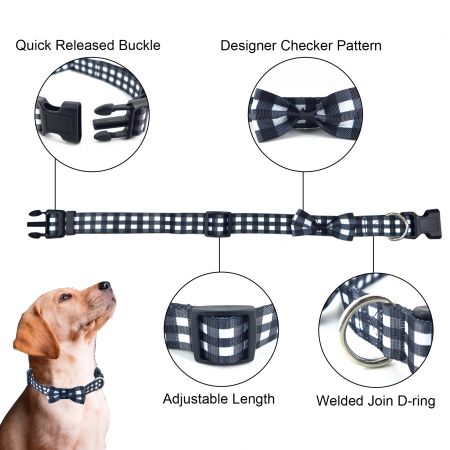 طوق كلب مزخرف بالمربعات الكلاسيكية متوفر في المخزون.