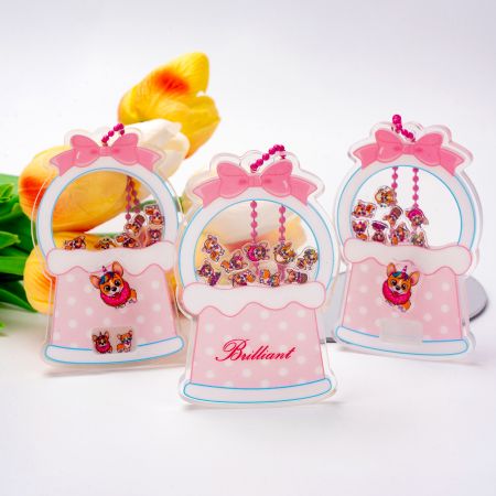 도매 아크릴 가챠 쉐이커 키체인.