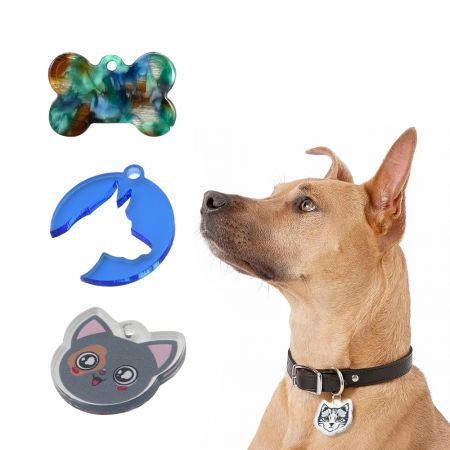 Tag de Pet Acrílico com Padrão. - Tag de Pet Acrílico Animado com Padrão.