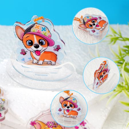 Soportes de acrílico mecedora de Corgi lindos.