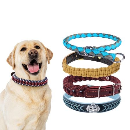Collare per cani intrecciato personalizzato - Collare per cani intrecciato in cotone fatto a mano