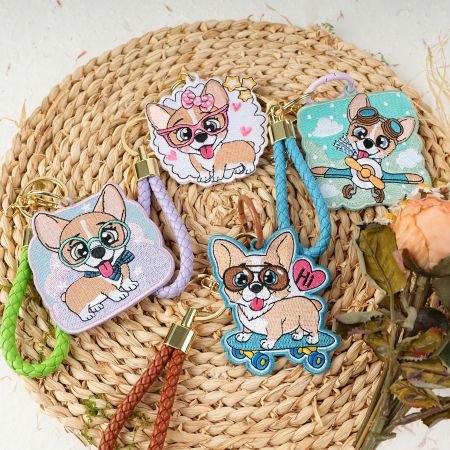 PU Leather Cute Wristlet Charm Keychain.