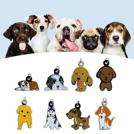 Placa de identificação personalizada para cães.