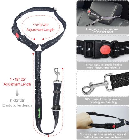 Adjustable Heavy Duty Headrest Dog Seat Belt Wholesale.