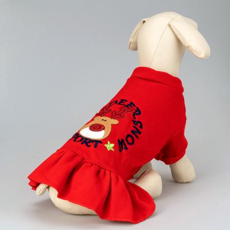 犬のクリスマス刺繍ドレス。