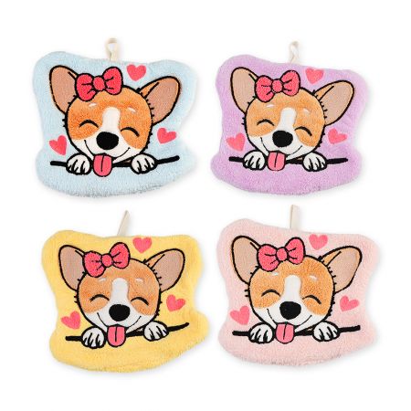 Coral Fleece Embroidered Hanging Hand Towels.