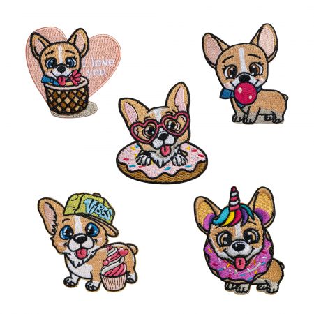 Patches bordados de Corgi para roupas - Patches de distintivo bordados fofos