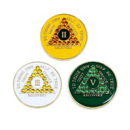 Moedas personalizadas de Strass para Alcoólicos Anônimos.