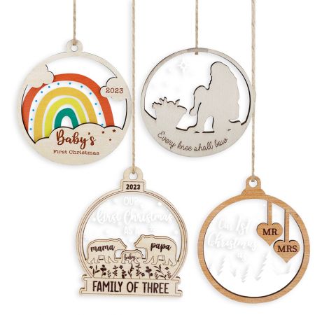 Enfeite de Natal de Acrílico Personalizado - Enfeites de Natal Personalizados