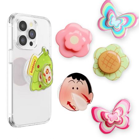 Popgrip de Telefone Giratório de Acrílico Personalizado. - Suporte de Celular Rotativo de Acrílico Personalizado.