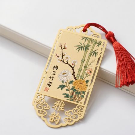 Maßgeschneidertes Lesezeichen mit Logo-Druck.