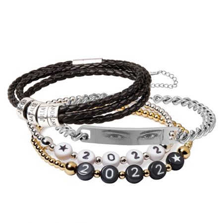 Pulseira Personalizada - Pulseiras de Nome em Metal Misturado Personalizadas