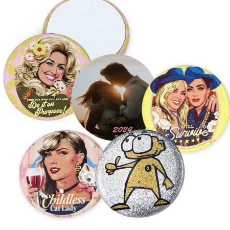 مرآة شارة زر مخصصة - شارة زر مرآة دائرية مخصصة