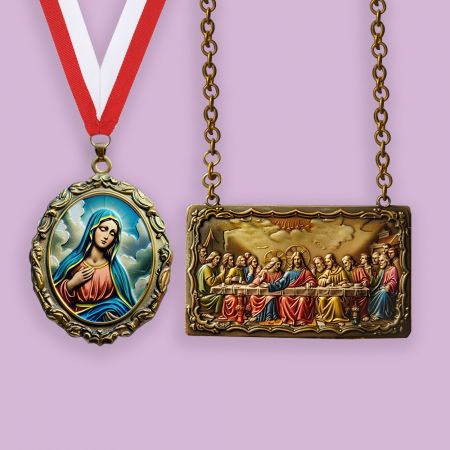 Gravure de médaille catholique.