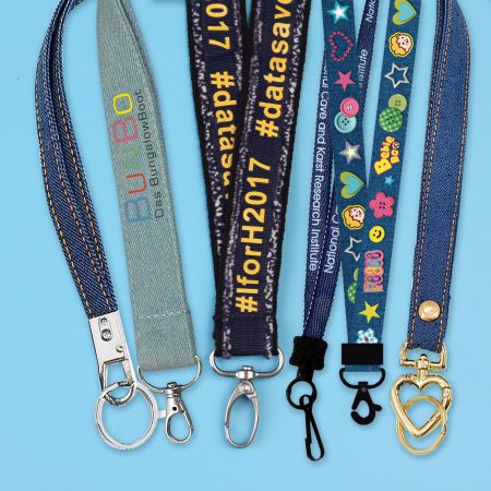 Lanyard in denim personalizzato - Lanyards in jeans stampati personalizzati