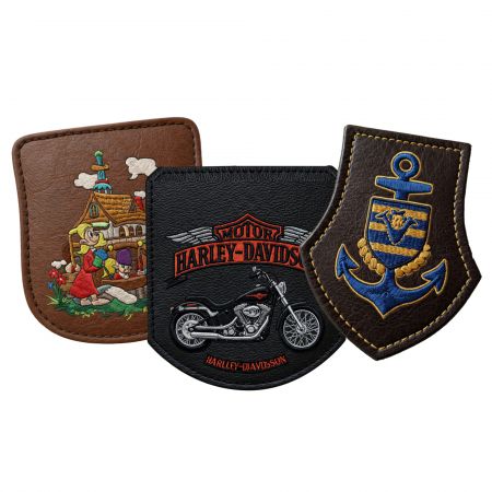 Custom Embroidered Leather Patch - Personalized Leather Embroidery Patch